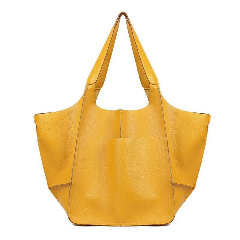 Vegan Leather Shoulder Bag – Lightweight Everyday Tote with Spacious Interior for Work, Travel & Shopping