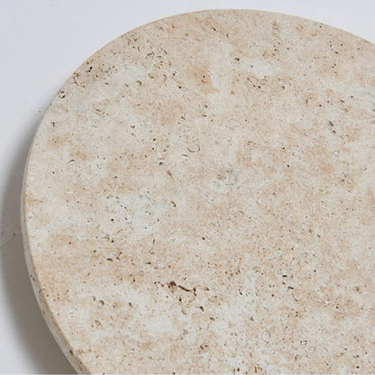 Round Stone Wall Sconce with Integrated Warm LED Light for Bedroom Hallway Living Room Modern Minimalist Travertine Fixture Indoor Ambient L