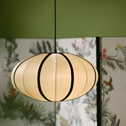 Fabric Ceiling Light 16-Inch Orb Shade for Dining Room Bedroom Kitchen Island White Silk Hanging Fixture E27 Socket Adjustable Height