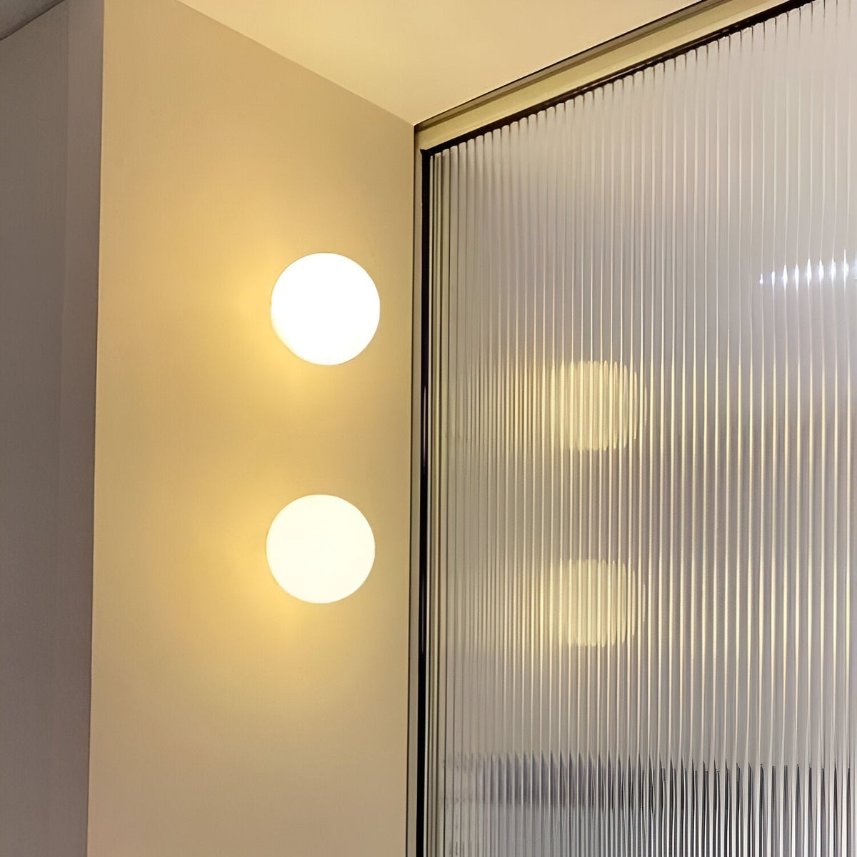 Spherical Glass Wall Sconce with Diffused Glow White Finish 3000K LED Compatible Bedside Hallway Fixture Contemporary Iron Mount for Bedroom