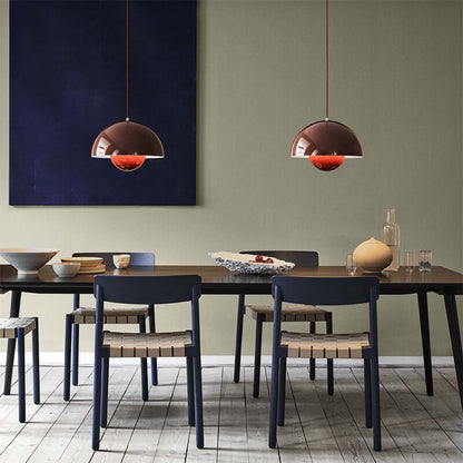 Half-Dome Metal Pendant Light – Scandinavian Minimalist Hanging Ceiling Fixture for Dining Room, Kitchen Island & Living Room