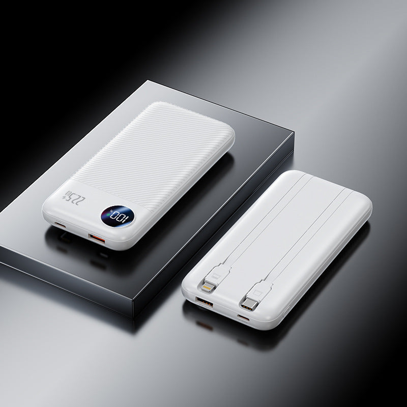 Portable Charger | 10000mAh Power Bank with Built-In Cables | Compact Design for Fast On-the-Go Charging