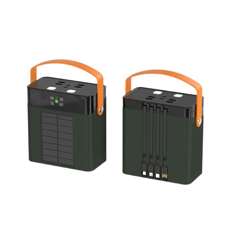 EcoCharge | Portable Solar Power Bank with Integrated Cable Management & Digital Display for On-the-Go Charging