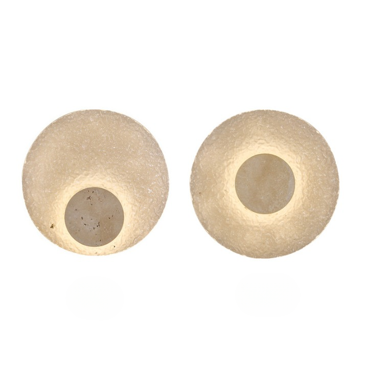 Round Stone Sconce with Acrylic Diffuser 12 Inch LED Warm White or Tri-Color Indoor Accent Light for Bedrooms Entryways Modern Interiors Nat