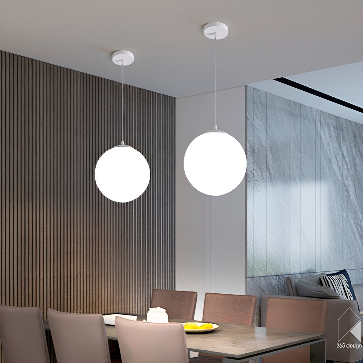 Frosted Glass Globe Hanging Light White Sphere Ceiling Fixture for Kitchen Island Dining Room Bedroom Adjustable Cord Modern Minimalist Desi