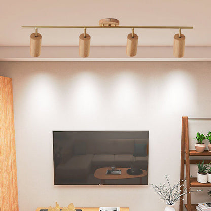 Minimalist Walnut Wood Spotlight | LED Semi-Recessed Ceiling Light for Modern Illumination