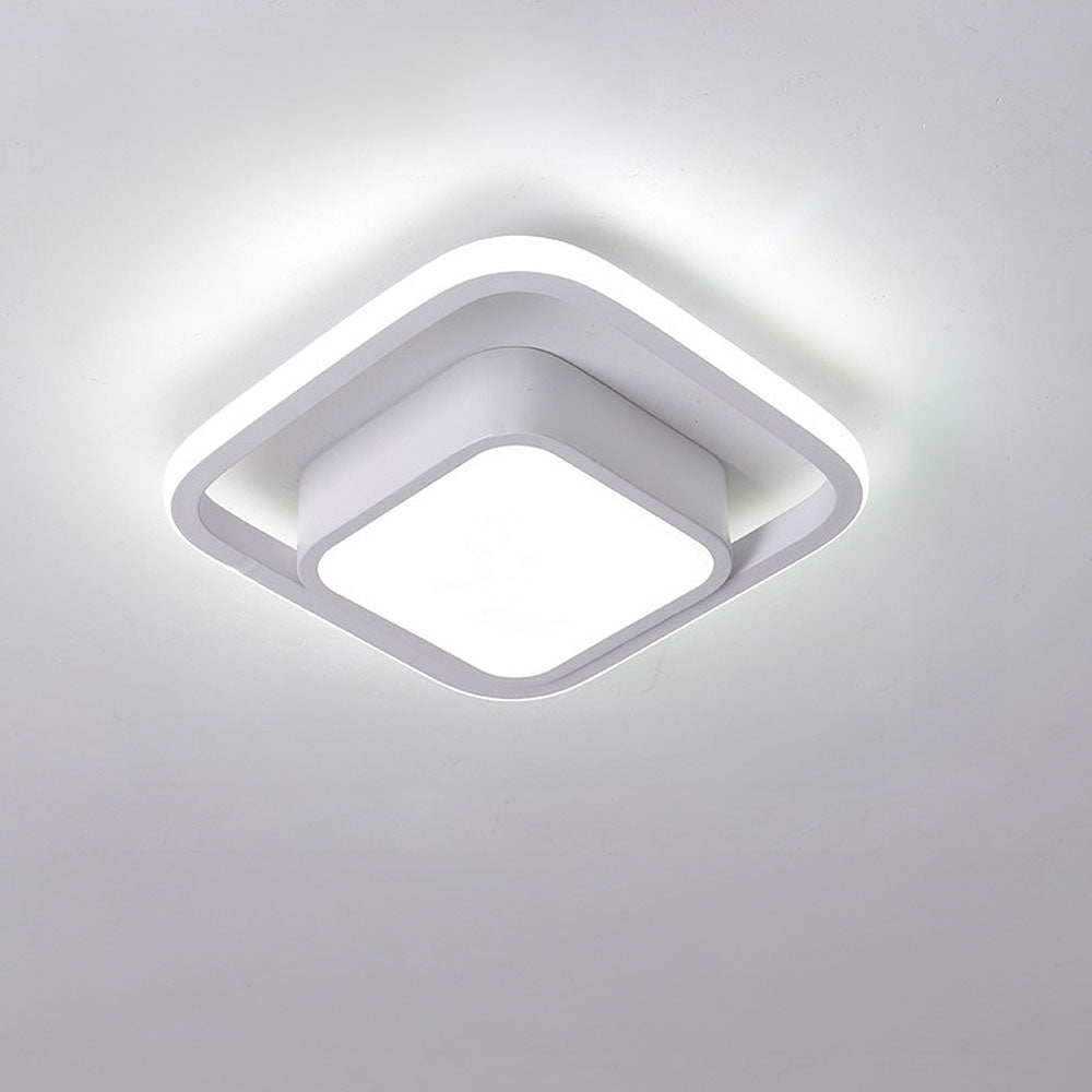 Double Ring LED Flush Mount Light Black Contemporary Overhead Fixture for Entryway Foyer Apartment Passageway Interior Decor