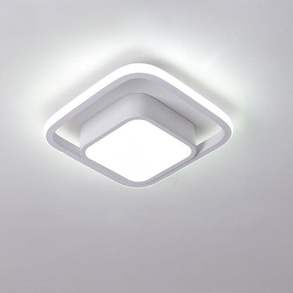 Double Ring LED Flush Mount Light Black Contemporary Overhead Fixture for Entryway Foyer Apartment Passageway Interior Decor