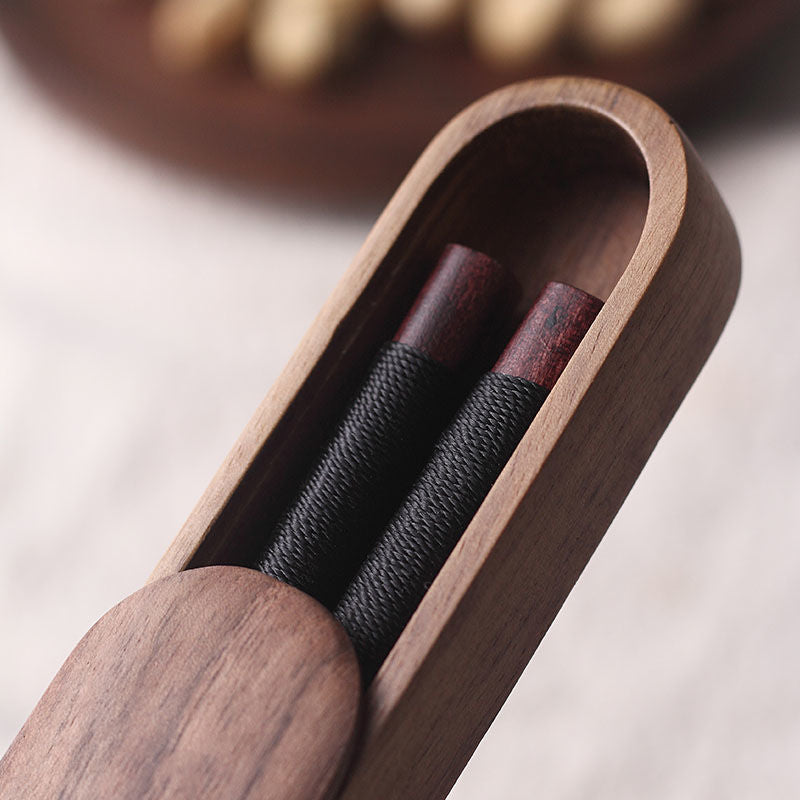 Premium Walnut Utensils for Asian Cuisine & Ramen Bowls – Artisan Wood Dining Tools with Presentation Case