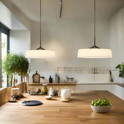 Metal Overhead Fixture 18-Inch Diameter Adjustable Drop Cord LED Ceiling Light for Kitchen Counter and Eating Area