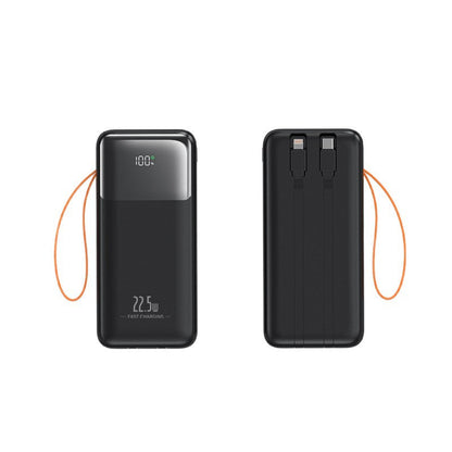 Portable Power Bank with Fast Charging & Integrated Cables | High Capacity for On-the-Go Charging