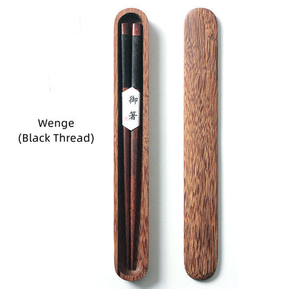Handcrafted Wooden Chopsticks with Decorative Thread & Gift Box for Asian Dining
