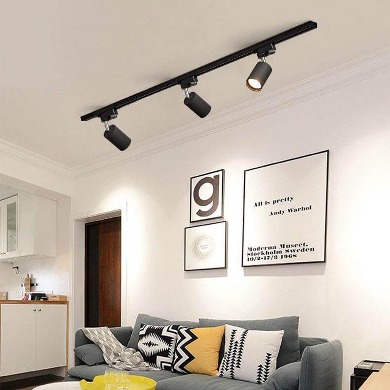 Adjustable LED Track Lighting 3-Head Directional Ceiling Spotlight Metal Rail Fixture for Kitchen Living Room Bedroom Modern Home