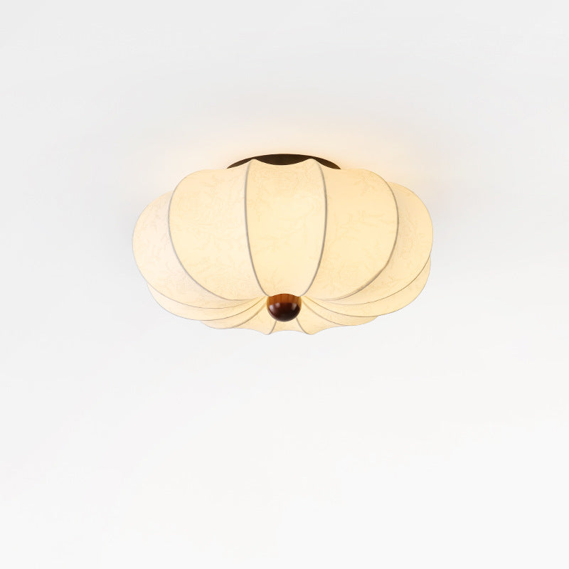 Drum Shade Ceiling Light White Fabric 16 Inch Round Fixture for Bedrooms Entryways Dining Rooms Low Profile Flush Mount