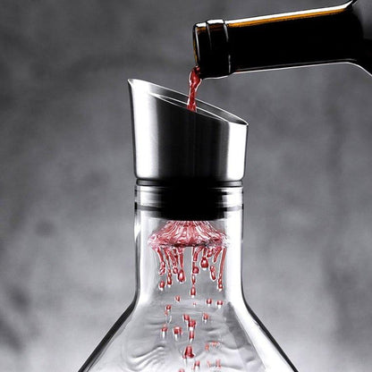 Waterfall-Style Glass Wine Aerator Decanter for Red & White Wine Tasting, Hand-Blown Crystal Pourer for Dinner Parties & Home Bar