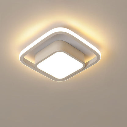 Double Ring LED Flush Mount Light Black Contemporary Overhead Fixture for Entryway Foyer Apartment Passageway Interior Decor