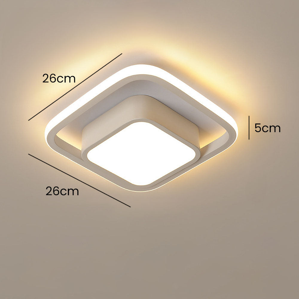 Double Ring LED Flush Mount Light Black Contemporary Overhead Fixture for Entryway Foyer Apartment Passageway Interior Decor