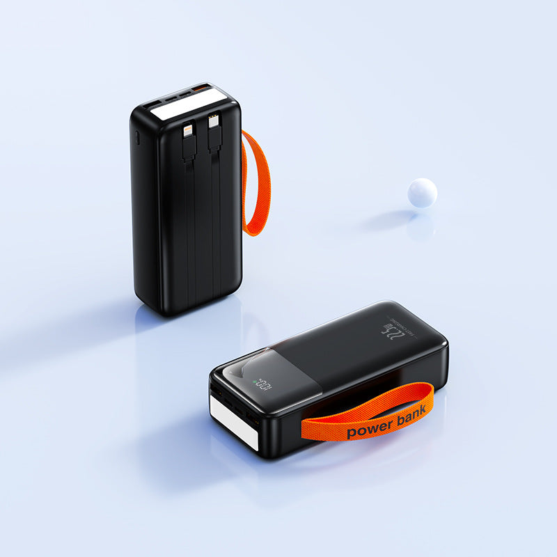 Portable Power Bank with Fast Charging & Integrated Cables | High Capacity for On-the-Go Charging