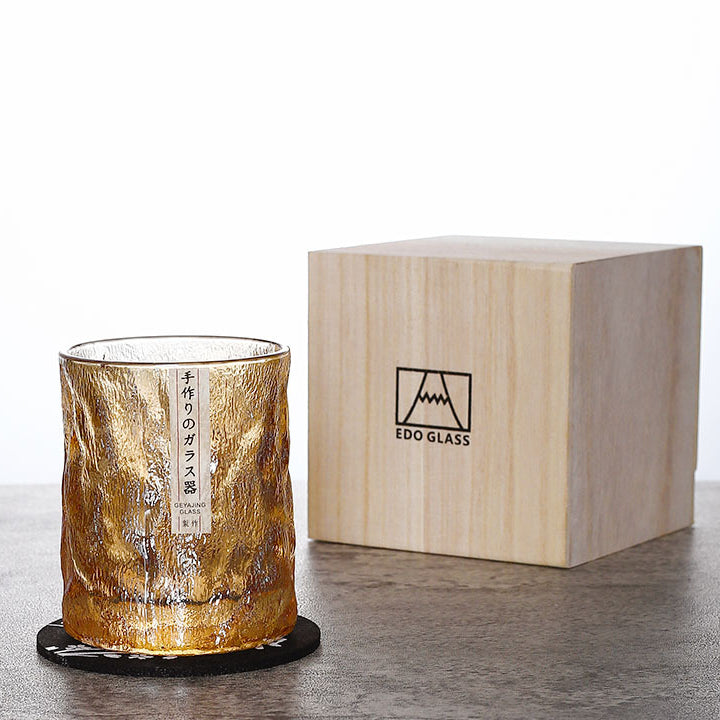 Hand-Cut Crystal Whiskey Glass with Geometric Faceted Design for Spirits & Bourbon