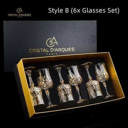 Embossed Gold Accent Wine Glass & Decanter Set with Carrying Case for Elegant Entertaining