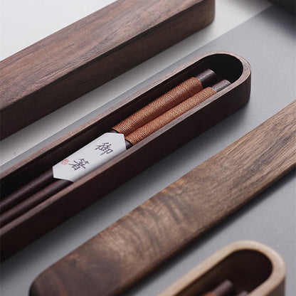 Premium Walnut Utensils for Asian Cuisine & Ramen Bowls – Artisan Wood Dining Tools with Presentation Case