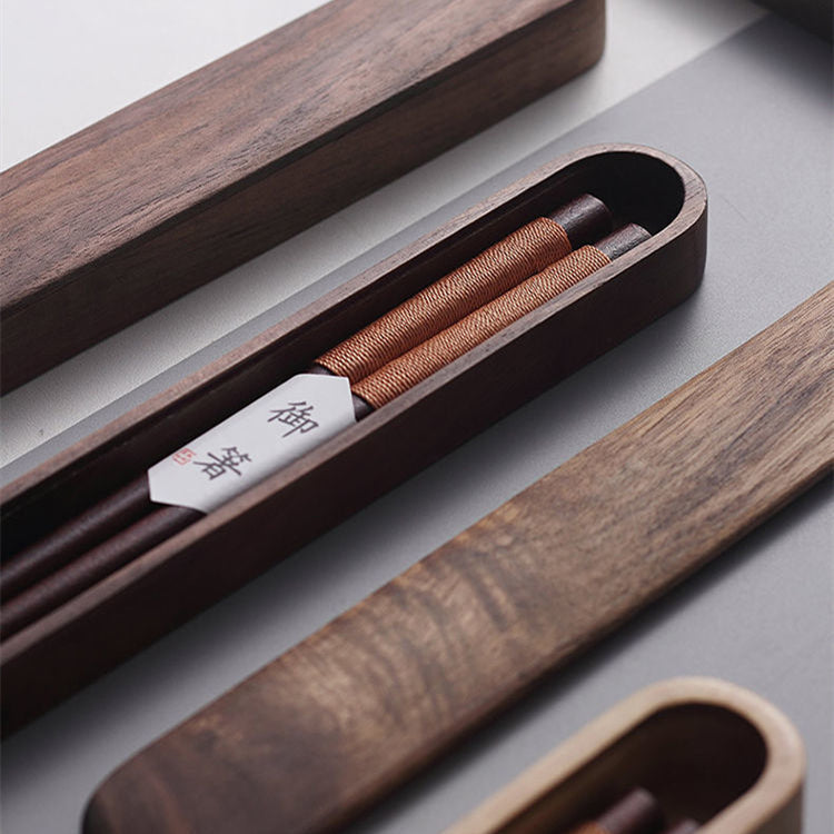 Handcrafted Wooden Chopsticks with Decorative Thread & Gift Box for Asian Dining
