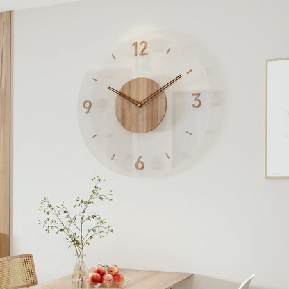 Wooden Silent Wall Clock 14 Inch Round Timepiece for Modern Homes Nordic Minimalist Decor Battery Operated Bedroom Kitchen Living Room Offic