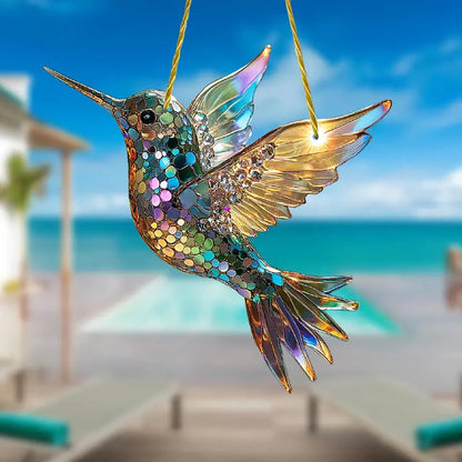 Vibrant Hummingbird Window Charm | Colorful Acrylic Design for Stunning Light Effects