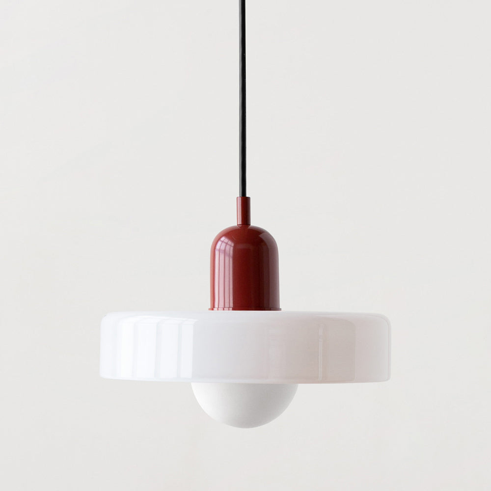 Glass Disc Pendant Light with Adjustable Cord – Modern Ceiling Fixture for Dining Room, Kitchen Island & Living Room