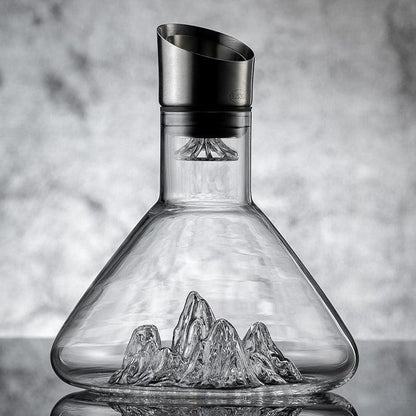Waterfall-Style Glass Wine Aerator Decanter for Red & White Wine Tasting, Hand-Blown Crystal Pourer for Dinner Parties & Home Bar