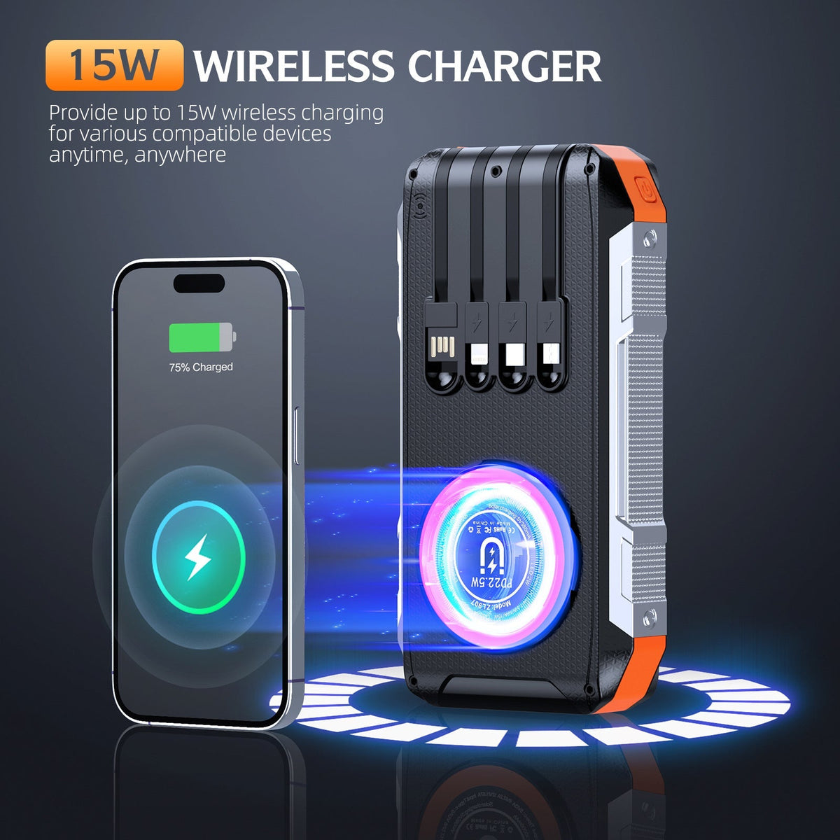 EcoCharge | Solar Power Bank with LED Light & Fast Charging | Portable Energy Solution for Outdoor Adventures