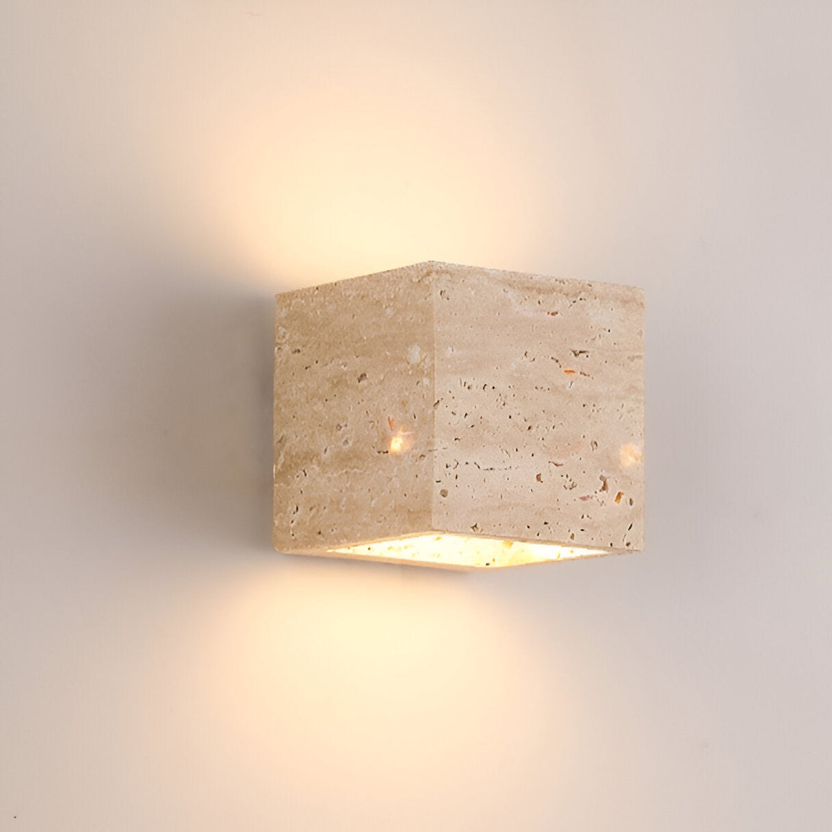 Outdoor LED Sconce Natural Stone Up-Down Light Waterproof Garden Wall Mount Fixture for Patio Entryway Facade 6.3 Inch Travertine Exterior L