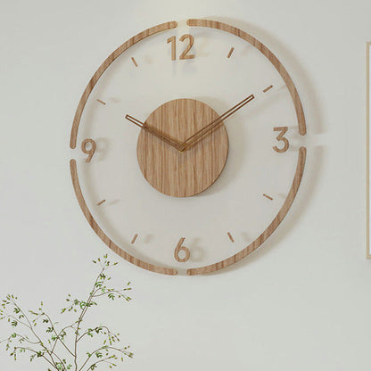13.8-Inch Round Wooden Wall Clock with Silent Movement – Natural Wood Grain Finish for Living Room, Bedroom, Office – Nordic Minimalist