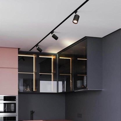 Adjustable LED Track Lighting 3-Head Directional Ceiling Spotlight Metal Rail Fixture for Kitchen Living Room Bedroom Modern Home