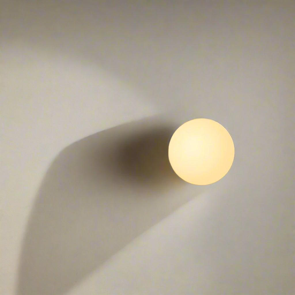Spherical Glass Wall Sconce with Diffused Glow White Finish 3000K LED Compatible Bedside Hallway Fixture Contemporary Iron Mount for Bedroom