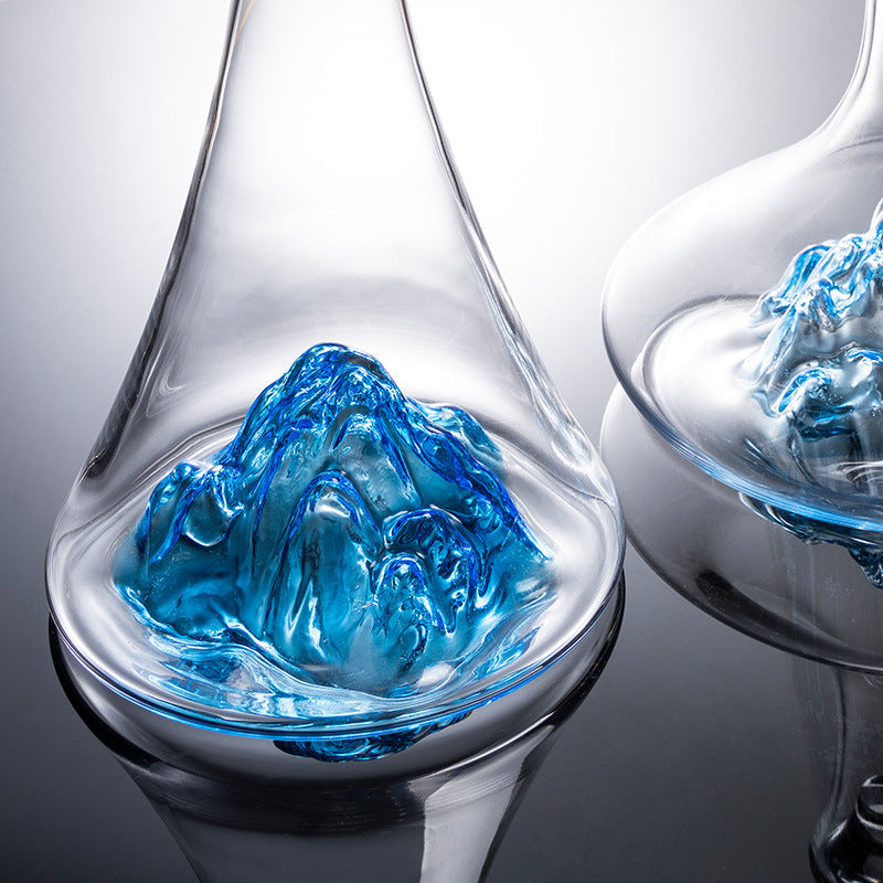 Hand-Painted Stemmed Aerating Decanter & Glassware Set for Red Wine Service | Home Bar & Dining Collection