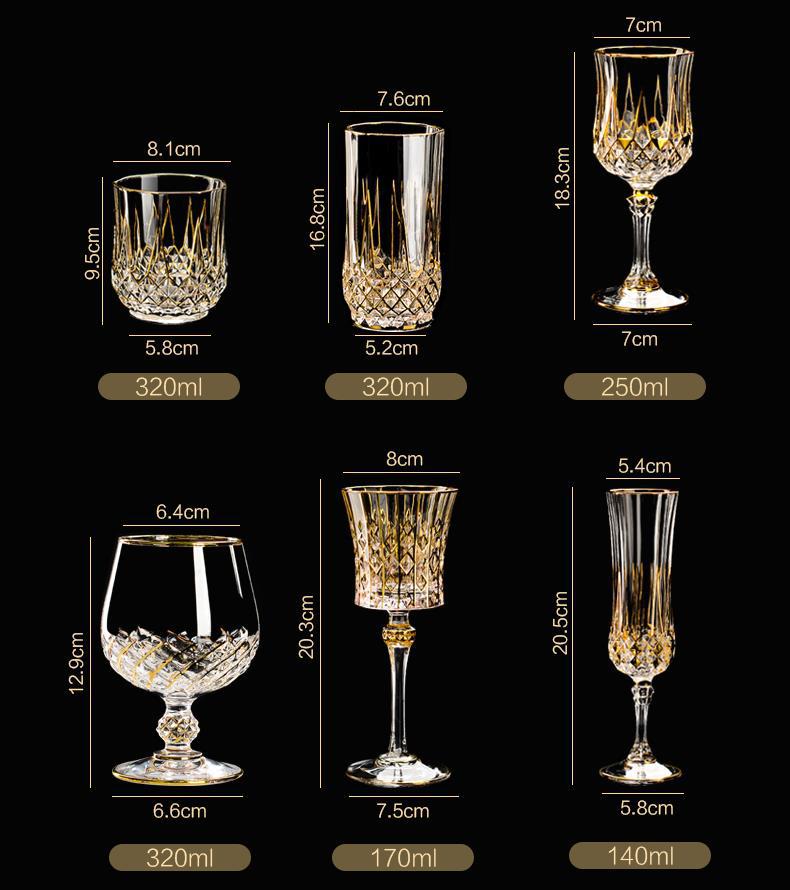 Embossed Gold Accent Wine Glass & Decanter Set with Carrying Case for Elegant Entertaining