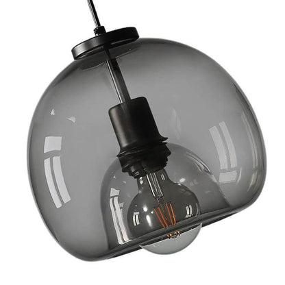 Adjustable Hanging Ceiling Light with Smoked Glass Shade 9 Inch for Dining Room Kitchen Bedroom Modern Dome Fixture Hardwired E26 Base