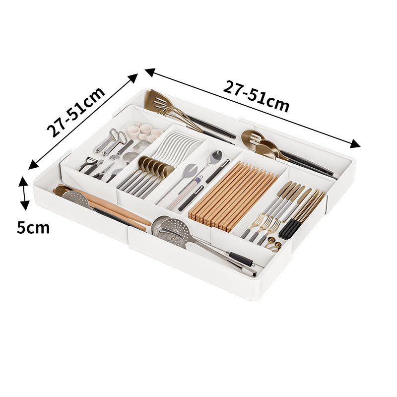 Expandable Drawer Divider Tray for Kitchen Utensils Bathroom Cosmetics Office Supplies Adjustable Compartment Insert for Home Organization