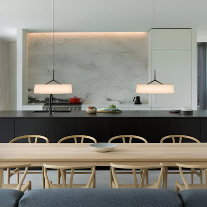 Metal Overhead Fixture 18-Inch Diameter Adjustable Drop Cord LED Ceiling Light for Kitchen Counter and Eating Area