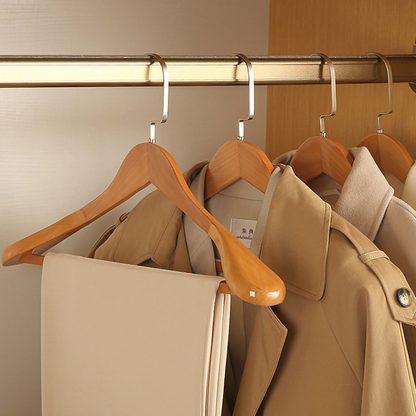 Premium Wooden Suit Hangers with Metal Hook - Dark Brown Contoured Coat Hangers for Jackets, Shirts & Blazers - Heavy-Duty Closet Storage Or