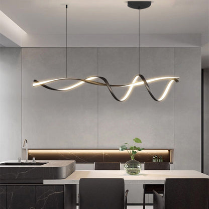 Hanging Linear LED Island Light Black Alloy Adjustable Cable 39-59 Inches for Kitchen Counter Dining Table Modern Minimalist Ceiling Fixture