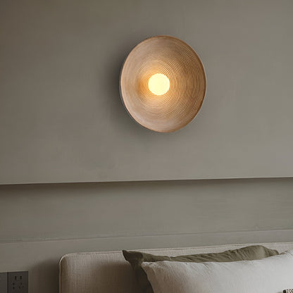 Round Glass Resin Wall Sconce White LED Fixture Bedroom Hallway Living Room Soft Glow Minimalist Mount Ambient Light for Home