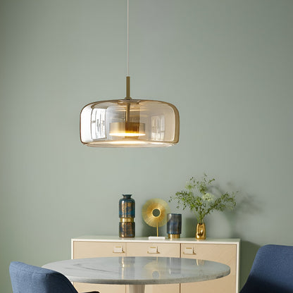 Triple Glass Dome Ceiling Light 15 in Adjustable Height for Kitchen Island Dining Room Modern Hanging Fixture Gray Smoked Finish