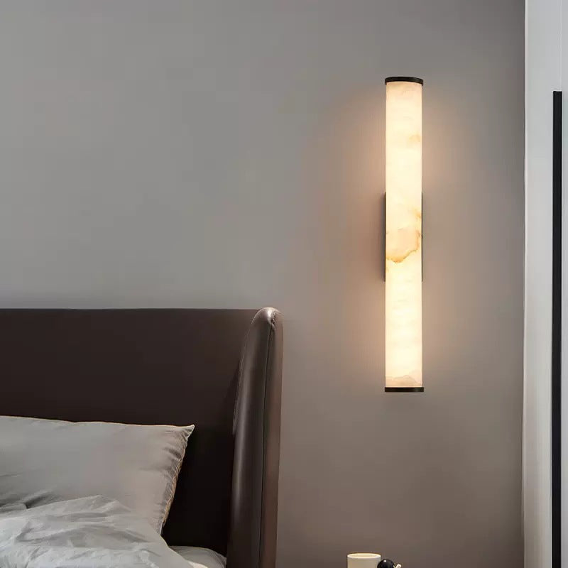 Vertical Stone & Metal Sconce with Soft LED Glow for Bedrooms, Hallways, and Living Rooms – Uplight Design to 31 Inches