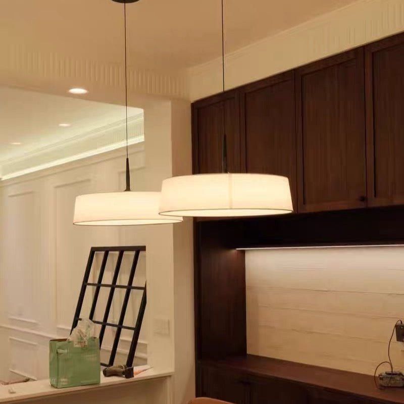 Metal Overhead Fixture 18-Inch Diameter Adjustable Drop Cord LED Ceiling Light for Kitchen Counter and Eating Area