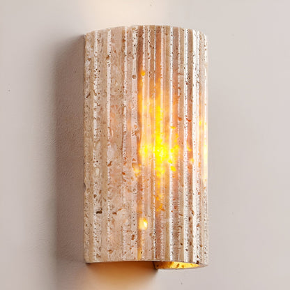 Travertine Sconce Fixture 6.5 Inch Bidirectional Illumination Indoor Outdoor Corridor Entry Facade Architectural Hardscape Garden Terrace Co