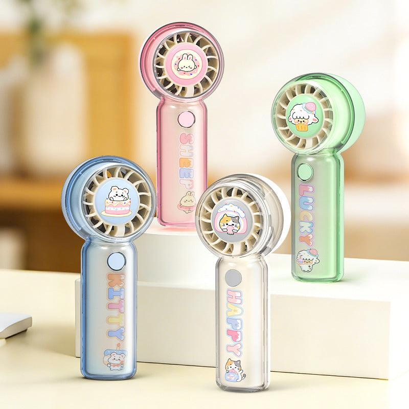 Handheld USB Rechargeable Fan – Cute Cat Design for Quiet Personal Cooling