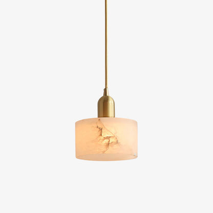 Alabaster Stone Pendant Light 5.5 Inch White Brass Hanging Fixture for Kitchen Island Dining Room Small Space Ceiling Lamp E26 E27 Base Indo