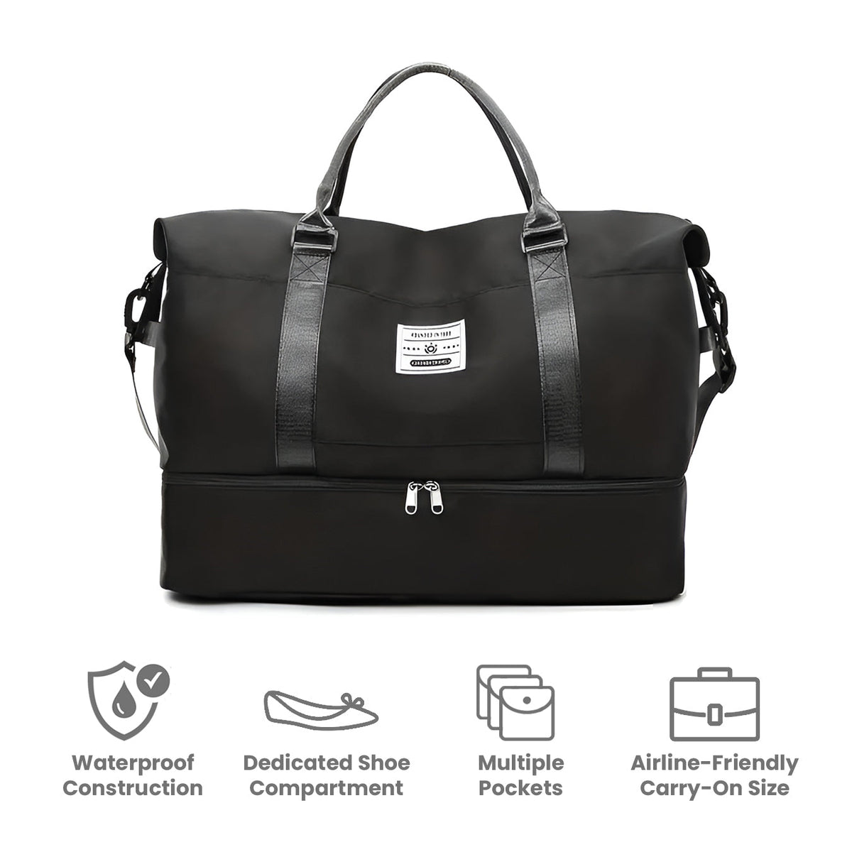 Compact Weekender Duffel Bag | Lightweight Canvas Travel Carryall with Shoulder Strap & Zipper Closure for Weekend Getaways, Gym &